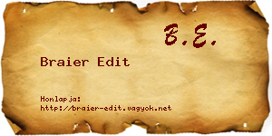 Braier Edit névjegykártya